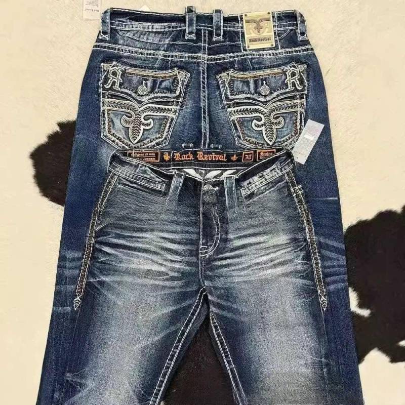 ZYLLO Amerikanische Retro Slim Schlagjeans Damen Y2k Harajuku Gothic Vintage Tasche Bestickt Blaue Denimhose Niedrige Taille Weites Bein Hose S dunkelblaue von Joom DACH