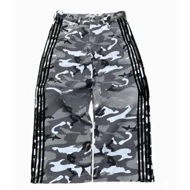 ZYLLO Y2K Baggy Jeans Hohe Qualität Bestickt Gestreift Harajuku Jogginghose Herren Damen Hip Hop Streetwear Lässige Weitbeinige Jeans L von Joom DACH