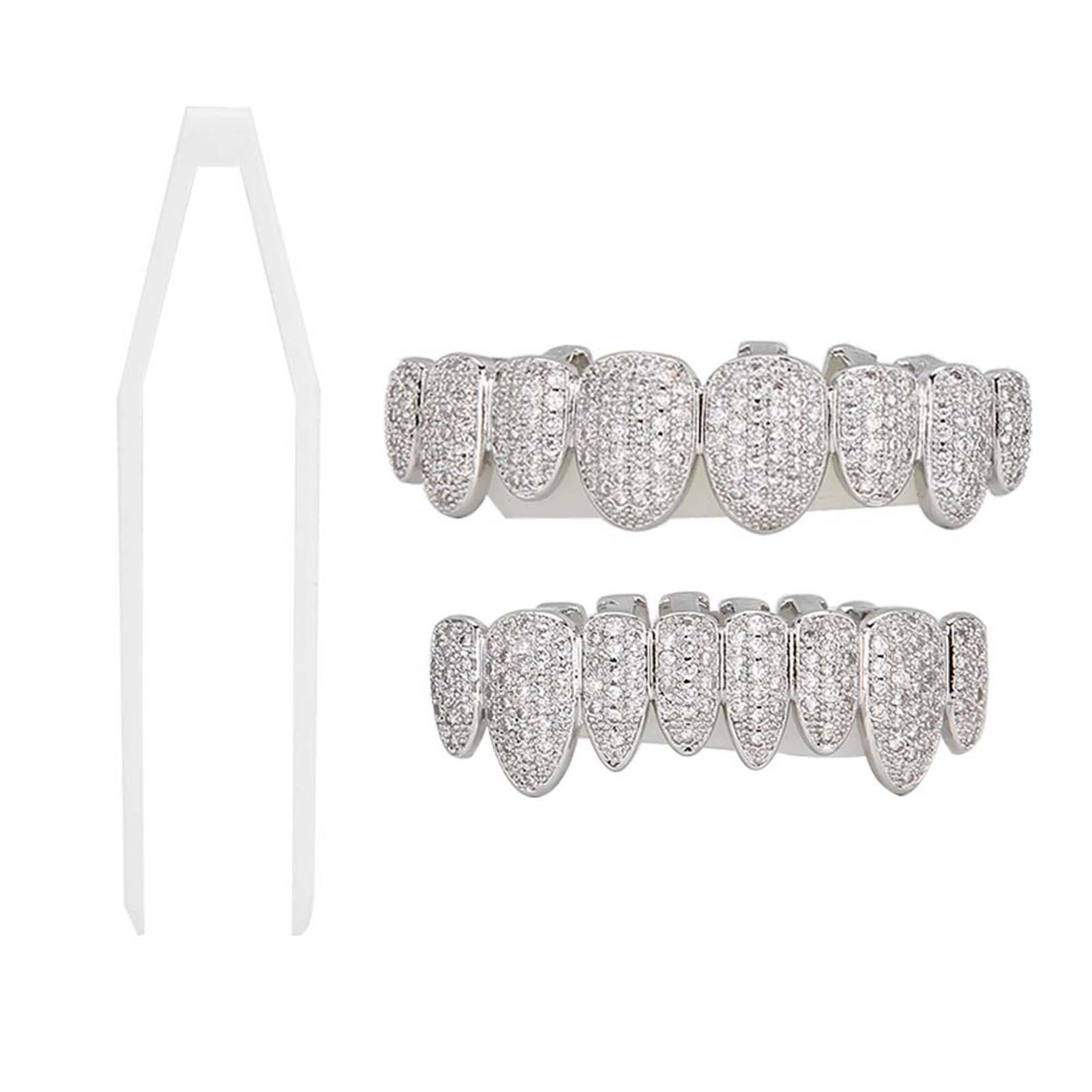 Zähne Set Hip Hop Prop Zähne Zubehör Dekoration für Halloween-Party Geschenk silber von Joom DACH