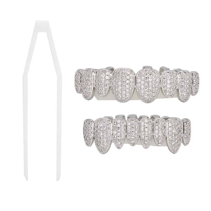 Zähne Set Hip Hop Prop Zähne Zubehör Dekoration für Halloween-Party Geschenk silber von Joom DACH