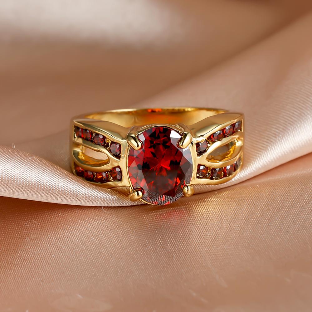 Zarter grüner ovaler Zirkonia-Stein-Hohlring für Frauen, luxuriöse Eheringe, goldfarben, Verlobungsschmuck 9 rot Zarter grüner ovaler Zirkonia-Stein-Hohlring für Frauen, luxuriöse Eheringe, goldfarben, Verlobungsschmuck 9 rot von Joom DACH