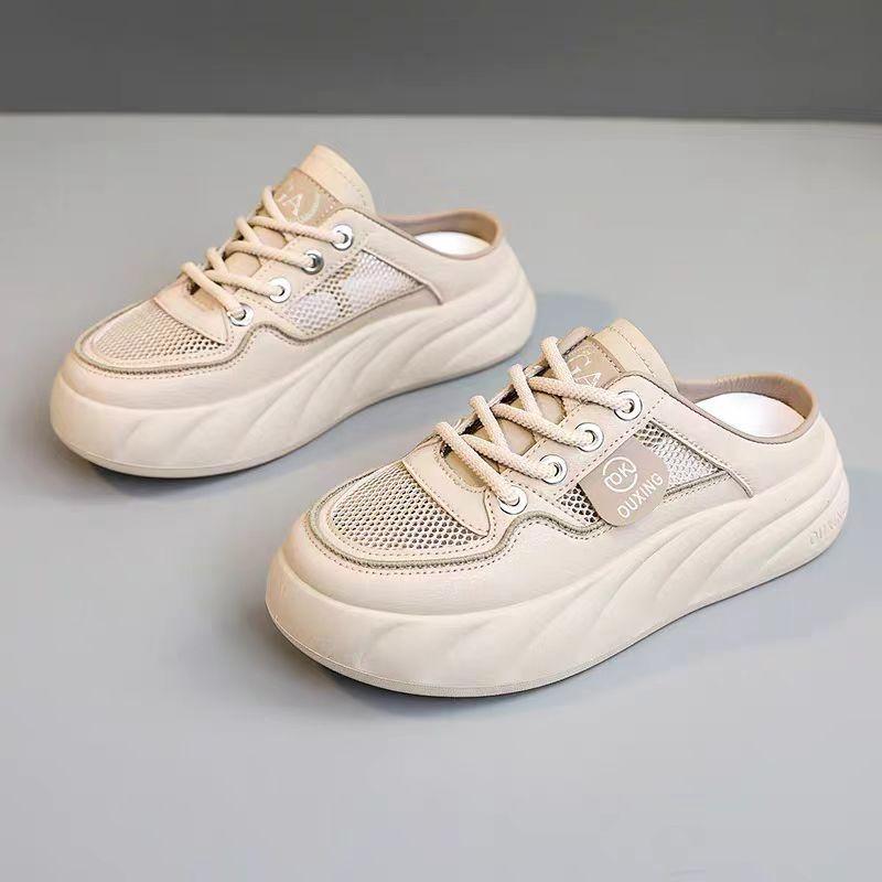 Zehenkappen-Slipper für Damen, Sommer, neues Mesh, atmungsaktiv, hängende Strand-Halbpantoffeln, Oberbekleidung, Schlupfsandalen 40 von Joom DACH