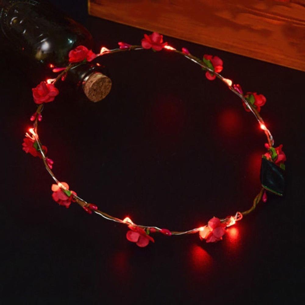 Zehn Led-leuchten Radiant Blume Ring Kopfbedeckungen Für frauen Koreanische Version Reben Kopf Blume rot von Joom DACH