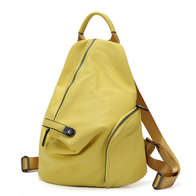 Zency Damen-Rucksack aus echtem Leder, täglicher Freizeitrucksack, klassische schwarze Schultasche, Vintage-Rucksack gelb von Joom DACH
