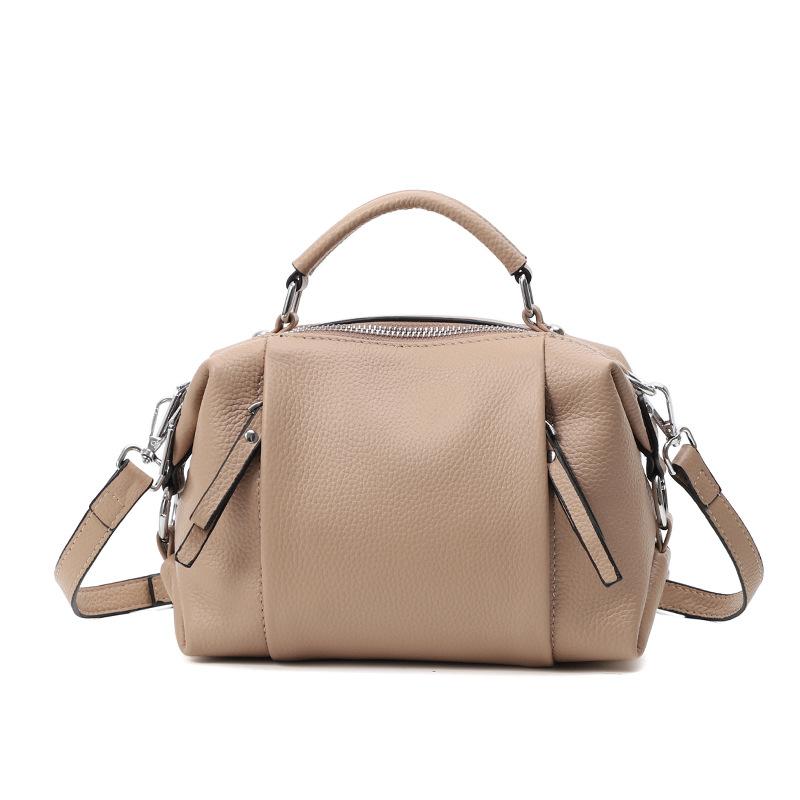 Zency Damen-Tasche aus echtem Leder, einfache hochwertige Einkaufstasche, kleine Vintage-Boston-Handtasche, weibliche Umhängetaschen 2022, Umhängetasche khaki von Joom DACH