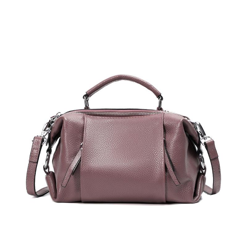 Zency Damen-Tasche aus echtem Leder, einfache hochwertige Einkaufstasche, kleine Vintage-Boston-Handtasche, weibliche Umhängetaschen 2022, Umhängetasche rosa von Joom DACH