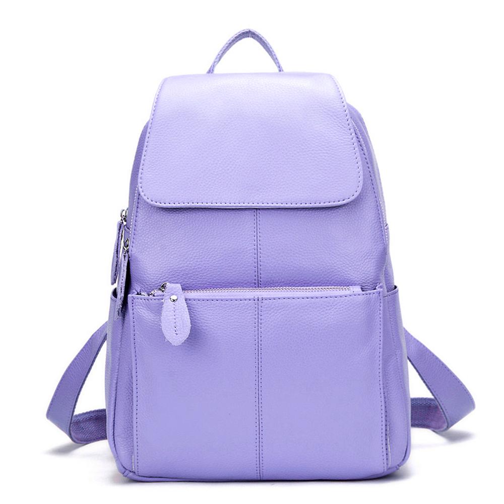 Zency Fashion Damen-Rucksack aus weichem Echtleder, groß, Qualität A+, Damen-Reiserucksack, Schultasche licht lila von Joom DACH