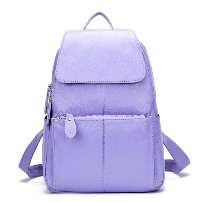 Zency Fashion Damen-Rucksack aus weichem Echtleder, groß, Qualität A+, Damen-Reiserucksack, Schultasche licht lila von Joom DACH