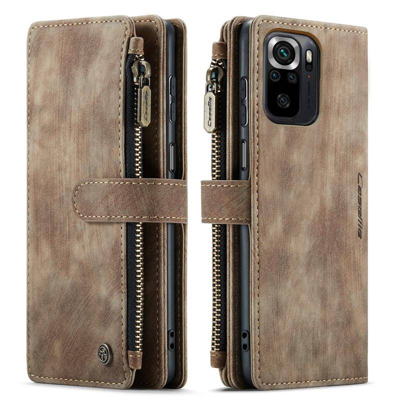 Zipper Wallet Stoßfest Flip Leder Telefon Fall Hoesje Für XiaoMi RedMi Hinweis 9 9S 10S 10 Pro Anti-Fingerprint Geldbörse Karte Slot Halter Abdeckung Coque Etui RedMi Note 9 Pro braun von Joom DACH
