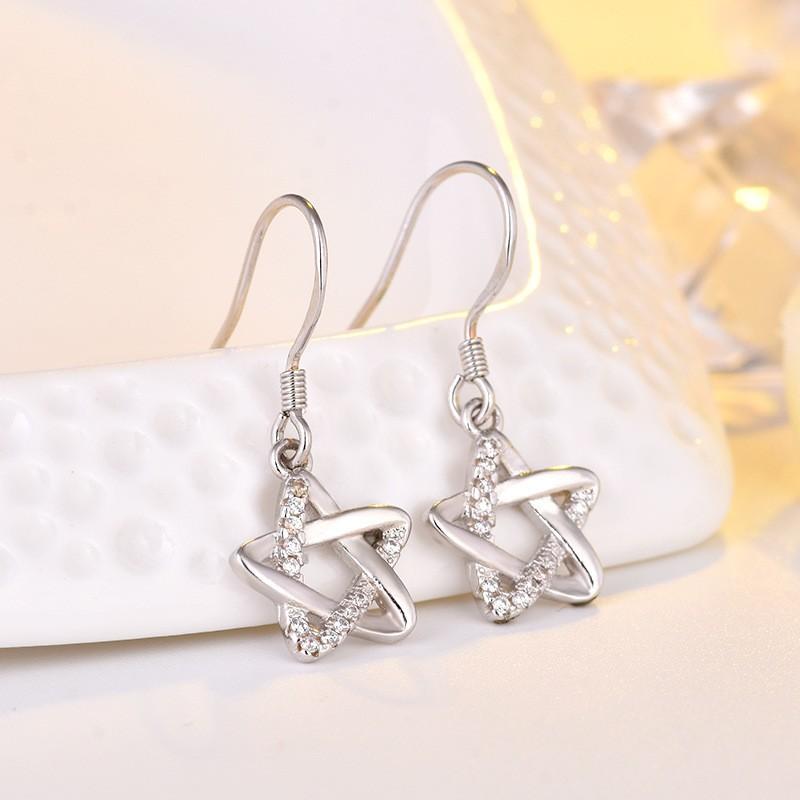 Zirkon Hohl Fünfzackiger Stern Persönlichkeit Quaste Temperament Ohrringe für Mädchen Minimalistische Personalisierte Ohrringe Accessoires von Joom DACH