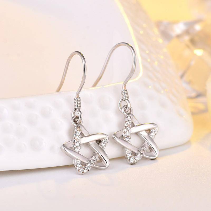 Zirkon Hohl Fünfzackiger Stern Persönlichkeit Quaste Temperament Ohrringe für Mädchen Minimalistische Personalisierte Ohrringe Accessoires von Joom DACH