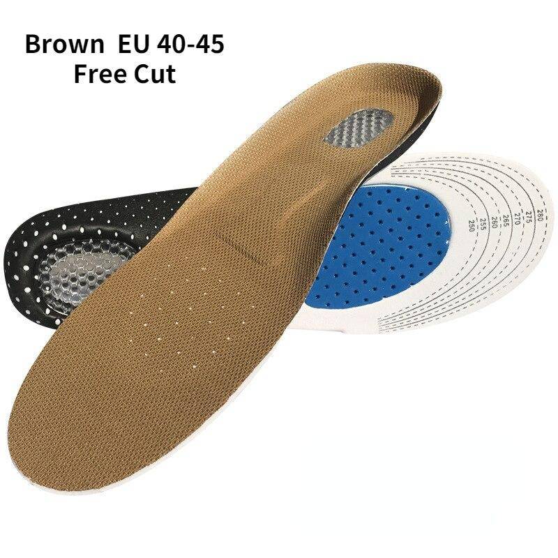 Zuschneidbare Silikon-Einlegesohlen für Schuhe, Herren und Damen, orthetische Fußgewölbeunterstützung, Sport-Schuhpolster, weiche Laufeinlage, Kissen, Memory-Schaum-Einlegesohle 41-45 braun von Joom DACH