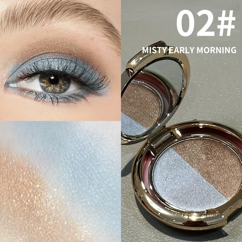 Zweifarbiger Lidschatten Schimmer & Smoky Braun/Blau-Schwarz Mehrfarbige Lidschattenpalette - Nass-/Trockenformel, Langanhaltender wasserfester & schweißfester Lidschatten 02 von Joom DACH