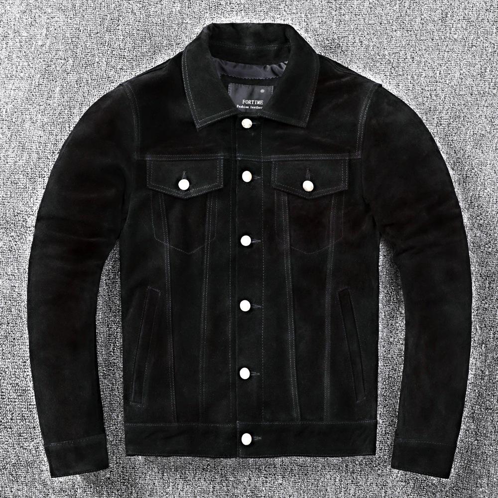 Zweilagige Wildlederjacke aus Rindsleder Herren-Jeansjacke aus Motorradleder Slim Fit M von Joom DACH