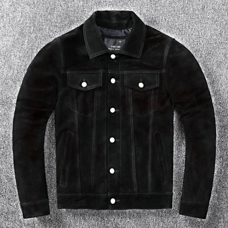 Zweilagige Wildlederjacke aus Rindsleder Herren-Jeansjacke aus Motorradleder Slim Fit M von Joom DACH