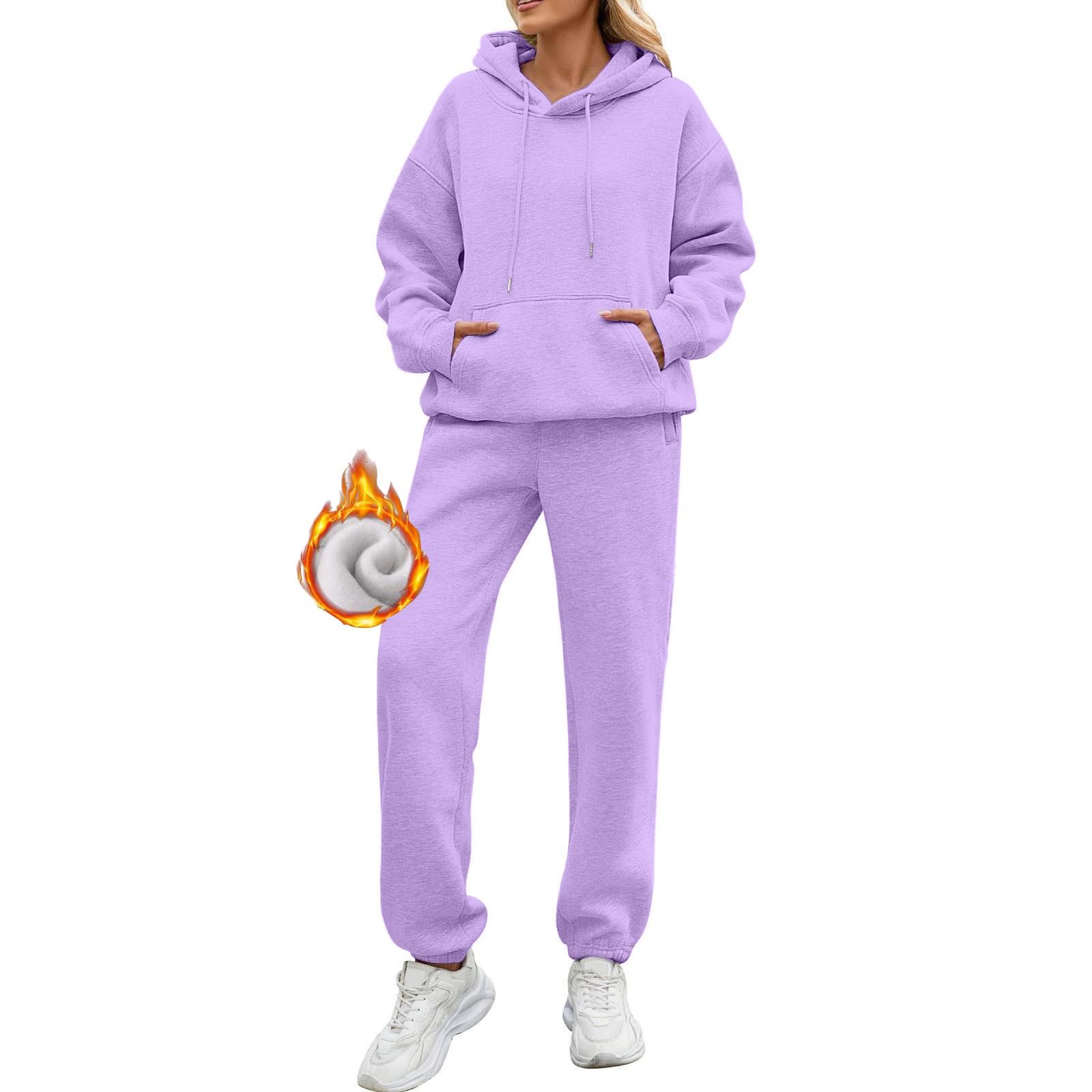 Zweiteilige Damen-Outfits, Kapuzenpullover, Sweatsuit-Sets, übergroßes Sweatshirt, Baggy-Herbstmode-Jogginghose mit Taschen L von Joom DACH