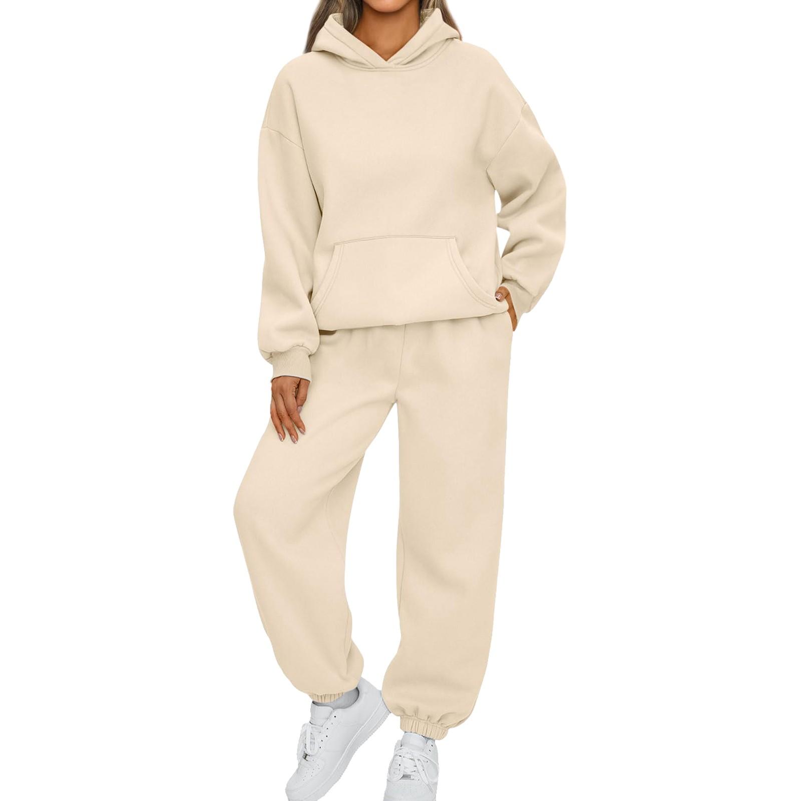 Zweiteilige Damen-Outfits, Kapuzenpullover, Sweatsuit-Sets, übergroßes Sweatshirt, Baggy-Herbstmode-Jogginghose mit Taschen XXXL von Joom DACH