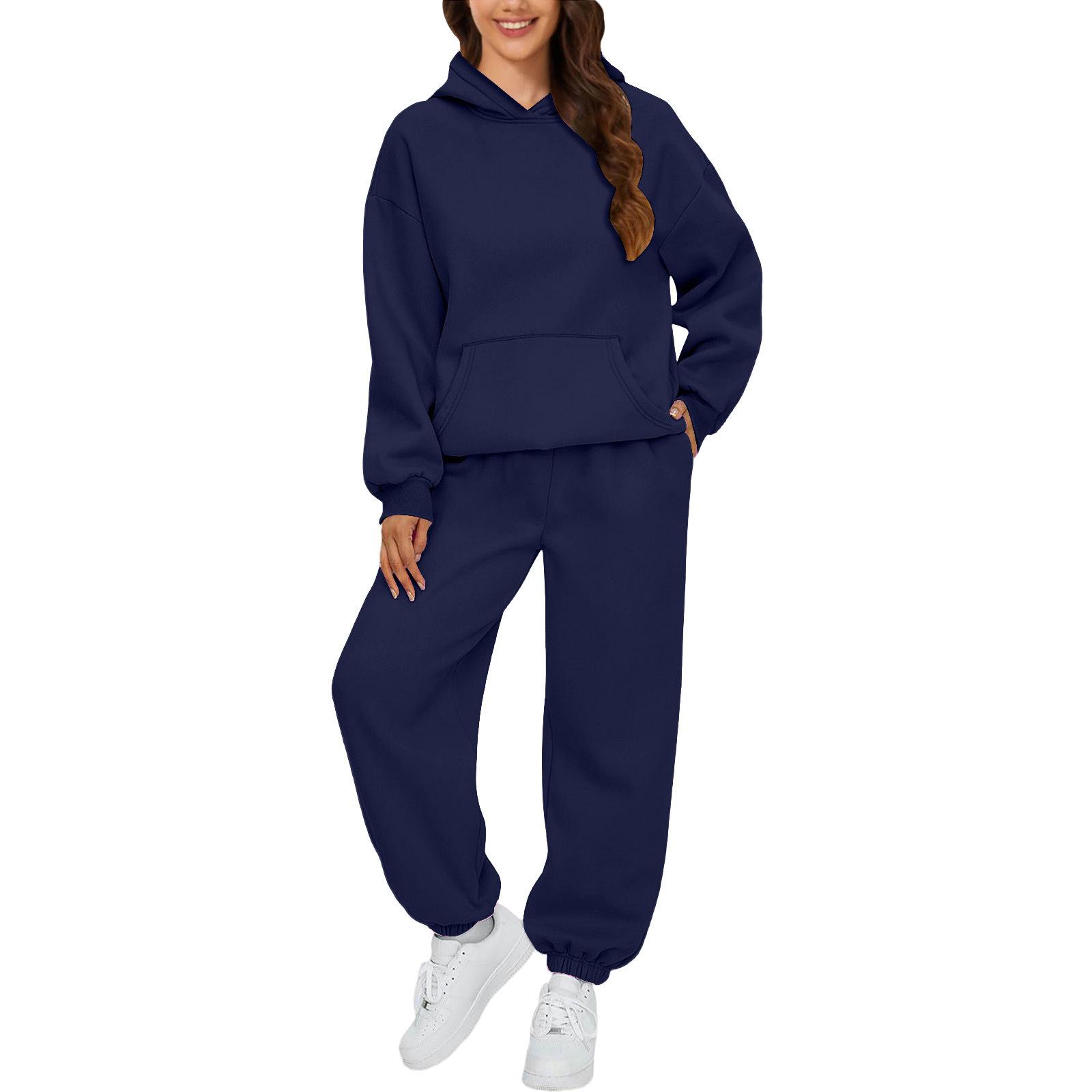 Zweiteilige Damen-Outfits, Kapuzenpullover, Sweatsuit-Sets, übergroßes Sweatshirt, Baggy-Herbstmode-Jogginghose mit Taschen XXXL von Joom DACH