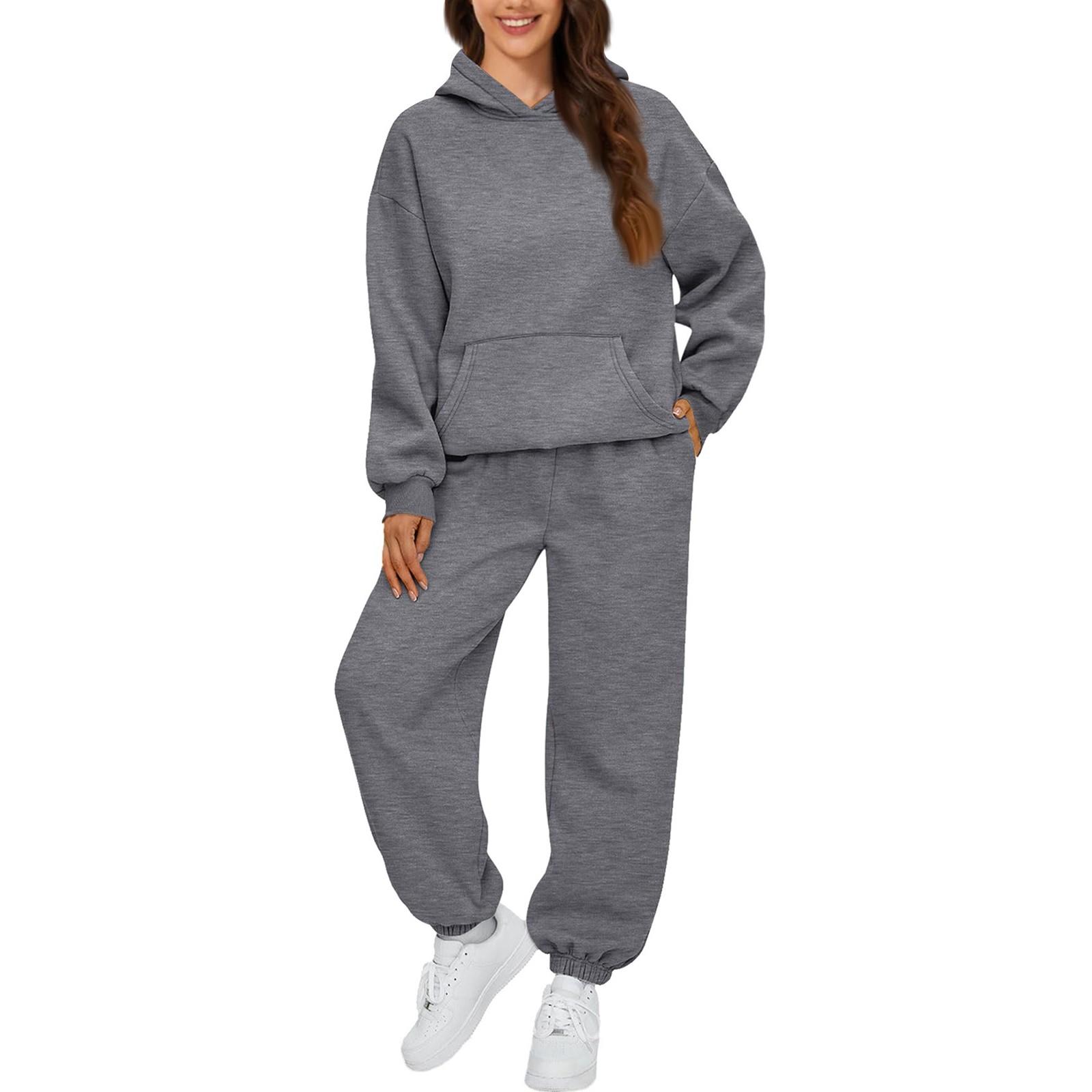 Zweiteilige Damen-Outfits, Kapuzenpullover, Sweatsuit-Sets, übergroßes Sweatshirt, Baggy-Herbstmode-Jogginghose mit Taschen XXXL von Joom DACH