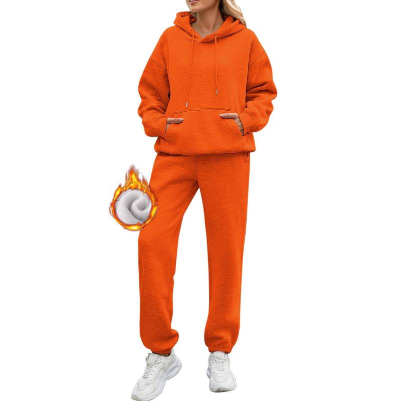 Zweiteilige Damen-Outfits, Kapuzenpullover, Sweatsuit-Sets, übergroßes Sweatshirt, Baggy-Herbstmode-Jogginghose mit Taschen XXXL safrangelb von Joom DACH