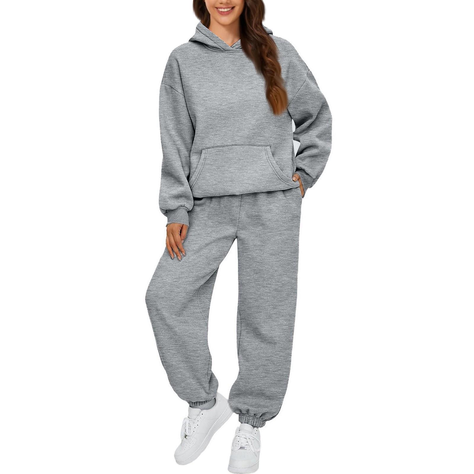 Zweiteilige Damen-Outfits, Kapuzenpullover, Sweatsuit-Sets, übergroßes Sweatshirt, Baggy-Herbstmode-Jogginghose mit Taschen XXXL von Joom DACH
