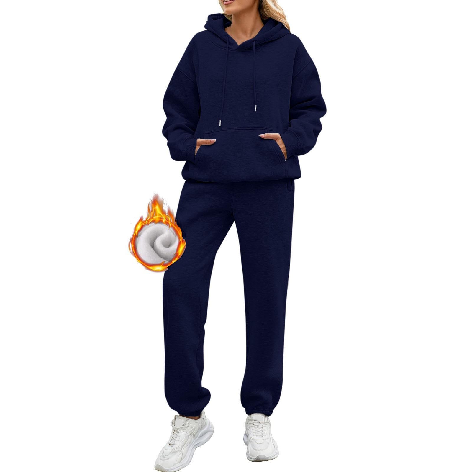 Zweiteilige Damen-Outfits, Kapuzenpullover, Sweatsuit-Sets, übergroßes Sweatshirt, Baggy-Herbstmode-Jogginghose mit Taschen XXXL von Joom DACH