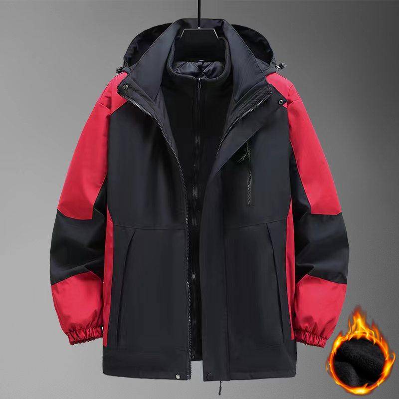 Zweiteilige Plus Samtverdickung Wasserdichte Trenchjacke Herren Winter Dicke Windschutzjacken Plus Größe 12XL Mode Lässige Cargojacke 11XL rot von Joom DACH