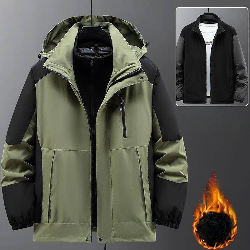 Zweiteilige Plus Samtverdickung Wasserdichte Trenchjacke Herren Winter Dicke Windschutzjacken Plus Größe 12XL Mode Lässige Cargojacke 12XL grün von Joom DACH