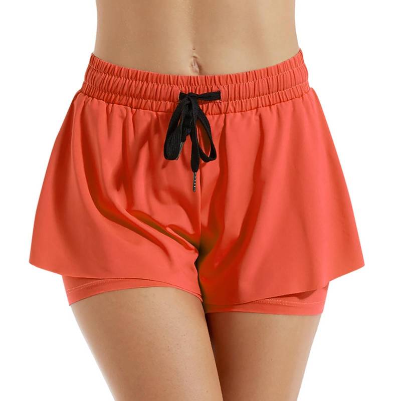 Zweiteilige hochelastische Sportshorts für Damen für Training, Fitness, Laufen und Urlaub S safrangelb Zweiteilige hochelastische Sportshorts für Damen für Training, Fitness, Laufen und Urlaub S safrangelb von Joom DACH