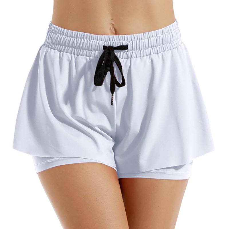 Zweiteilige hochelastische Sportshorts für Damen für Training, Fitness, Laufen und Urlaub XL weiß Zweiteilige hochelastische Sportshorts für Damen für Training, Fitness, Laufen und Urlaub XL weiß von Joom DACH