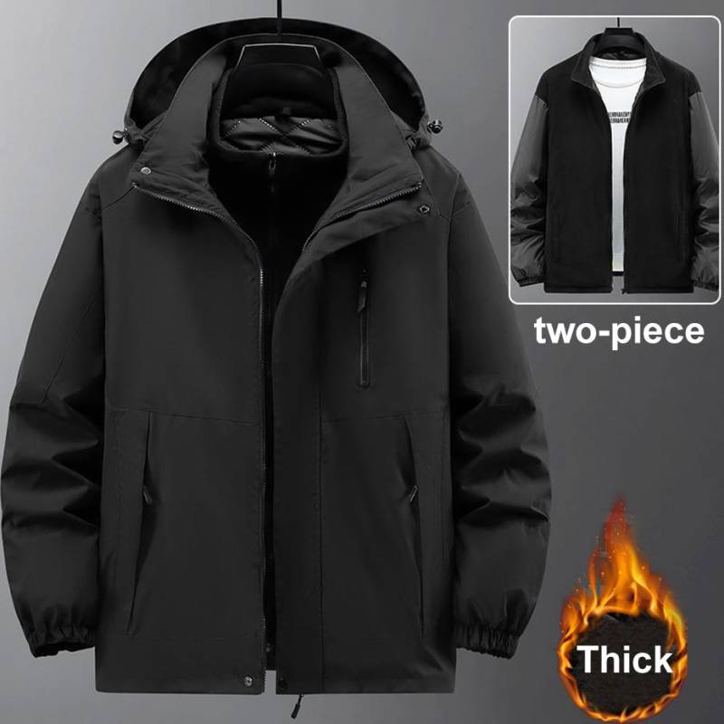 Zweiteilige wasserdichte Trenchcoat Herren Winter Dicke Windschutzjacken Plus Size 12XL Mode Casual Cargo Camping Jacke Männlich 12XL schwarz von Joom DACH
