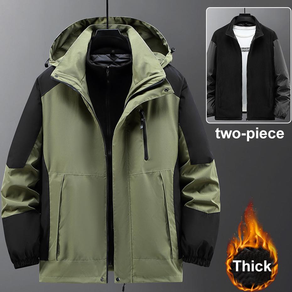 Zweiteilige wasserdichte Trenchcoat Herren Winter Dicke Windschutzjacken Plus Size 12XL Mode Casual Cargo Camping Jacke Männlich 12XL grün von Joom DACH