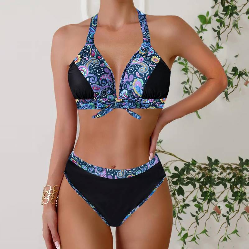 Zweiteiliger Badeanzug Bademode Damen Strandmode Badeanzug Push Up Biquini Bandeau Damen Badeanzug Damen Bademode 2XL violett von Joom DACH