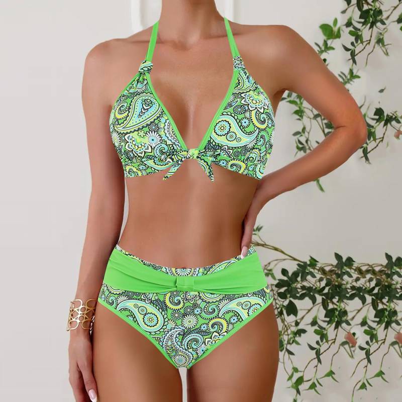 Zweiteiliger Badeanzug Bademode Damen Strandmode Badeanzug Push Up Biquini Bandeau Damen Badeanzug Damen Bademode XL grün von Joom DACH