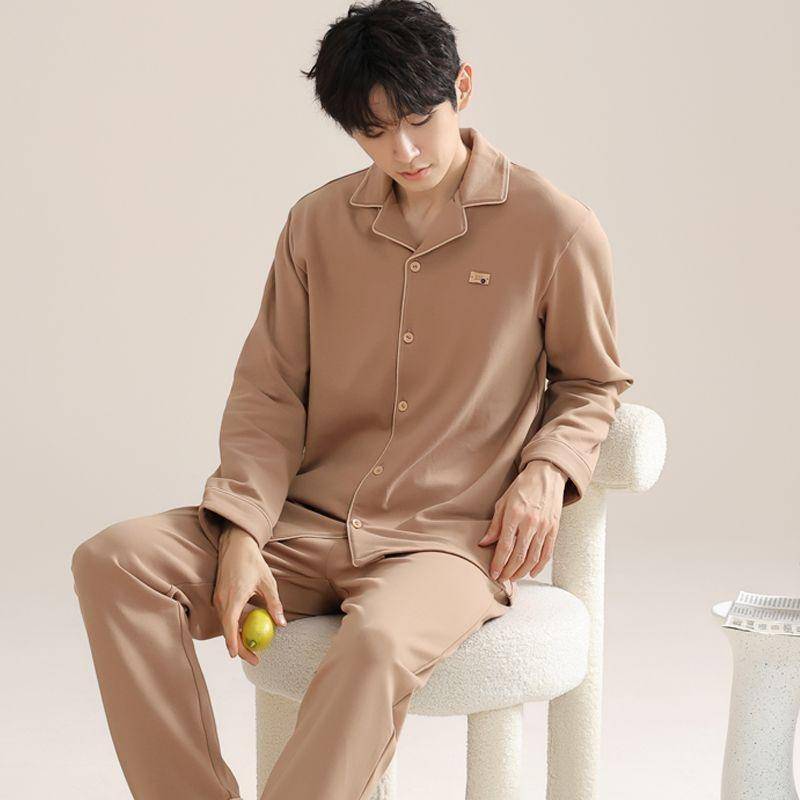 Zweiteiliges Pyjama-Set aus Baumwolle für Herren im Frühling und Herbst, Pyjama-Homewear in großer Größe, dünner Abschnitt, Freizeit-Homewear für Herbst und Winter M Zweiteiliges Pyjama-Set aus Baumwolle für Herren im Frühling und Herbst, Pyjama-Homewear in großer Größe, dünner Abschnitt, Freizeit-Homewear für Herbst und Winter M von Joom DACH