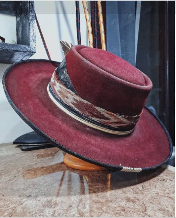 Zylinderhut aus reiner Wolle, modischer Wollhut im europäischen und amerikanischen Ethno-Stil, Zylinderhut aus Wolle L（58-60cm） bordeaux von Joom DACH