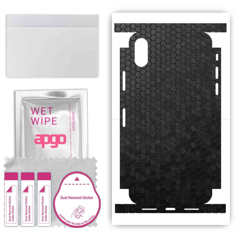 apgo Protective Skin Sticker for the back+sides compatible with Apple iPhone XS, Full Wrap Film, Foil, Vinyl - Pattern Black Honeycomb apgo Protective Skin Sticker for the back+sides compatible with Apple iPhone XS, Full Wrap Film, Foil, Vinyl - Pattern Black Honeycomb von Joom DACH