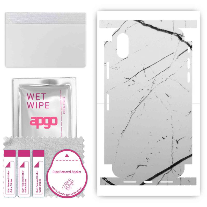 apgo Protective Skin Sticker for the back+sides compatible with Apple iPhone XS, Full Wrap Film, Foil, Vinyl - Pattern White Marble apgo Protective Skin Sticker for the back+sides compatible with Apple iPhone XS, Full Wrap Film, Foil, Vinyl - Pattern White Marble von Joom DACH