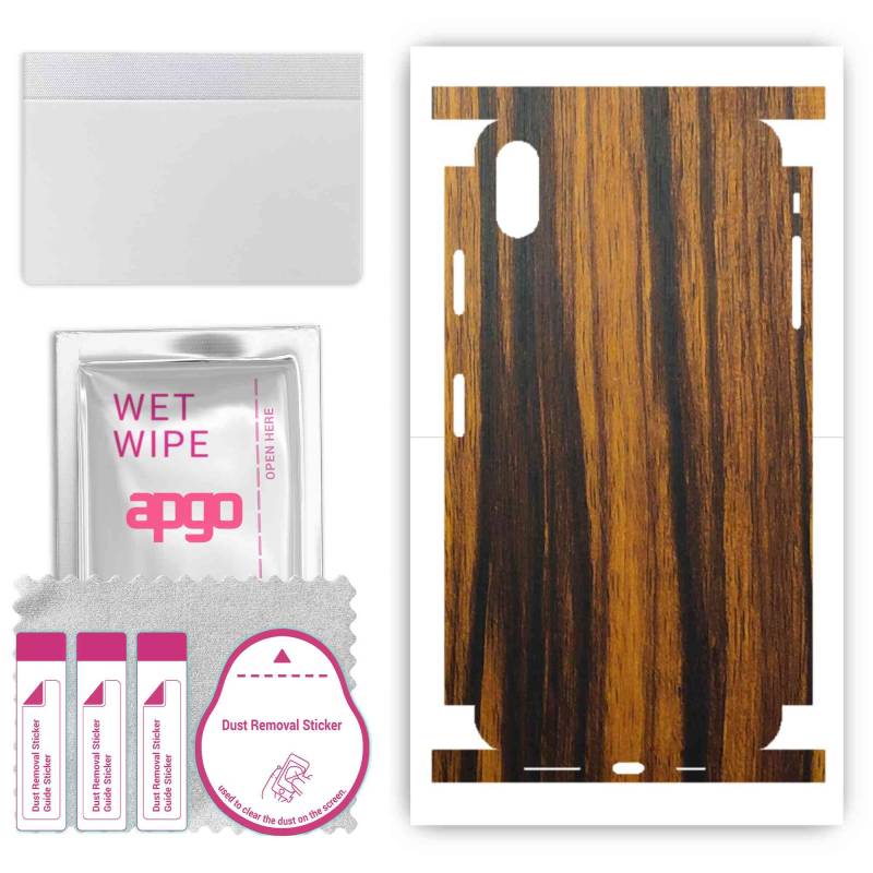 apgo Protective Skin Sticker for the back+sides compatible with Apple iPhone XS Max, Full Wrap Film, Foil, Vinyl - Pattern Tigerwood von Joom DACH