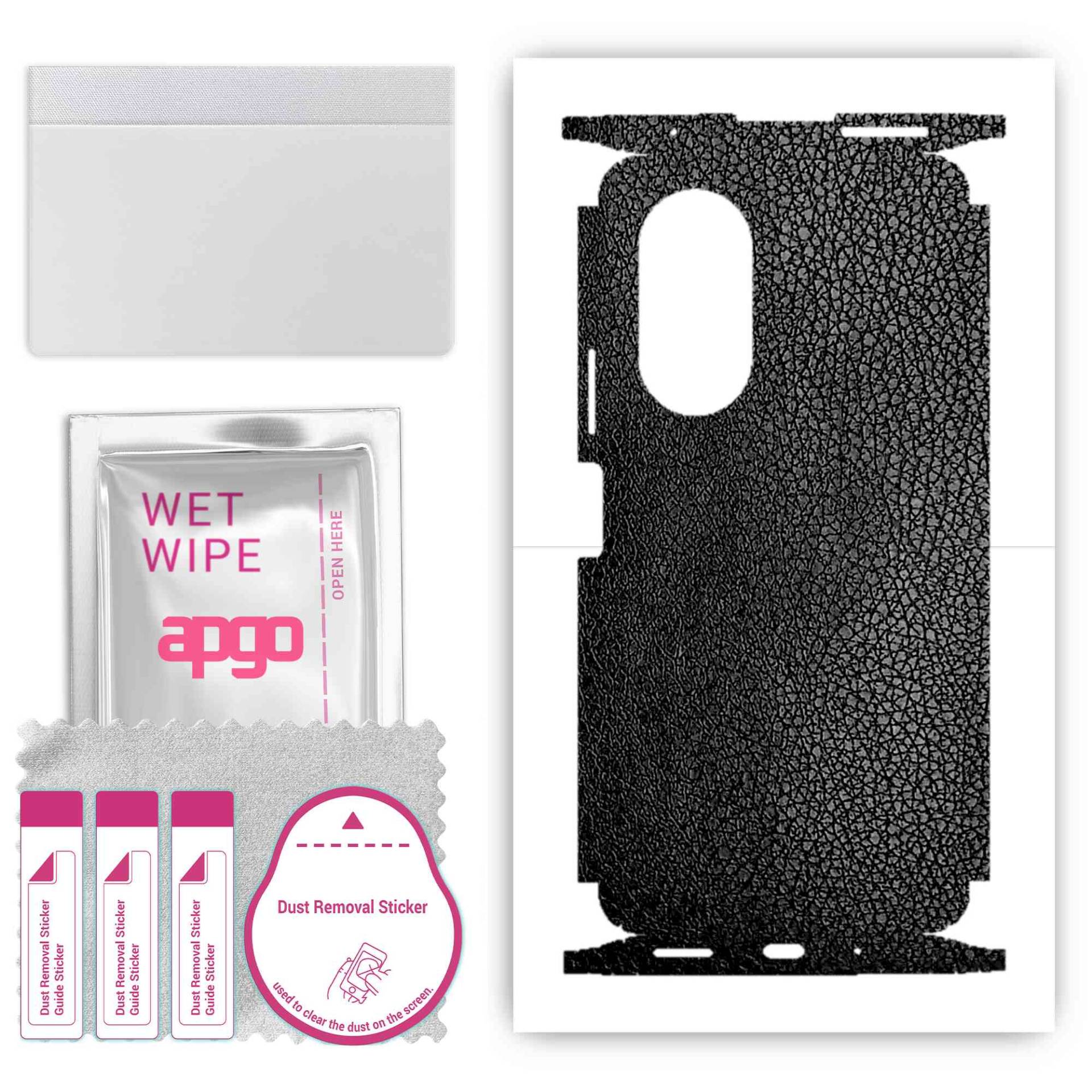 apgo Protective Skin Sticker for the back+sides compatible with Honor 50 SE, Full Wrap Film, Foil, Vinyl - Pattern Black Leather von Joom DACH