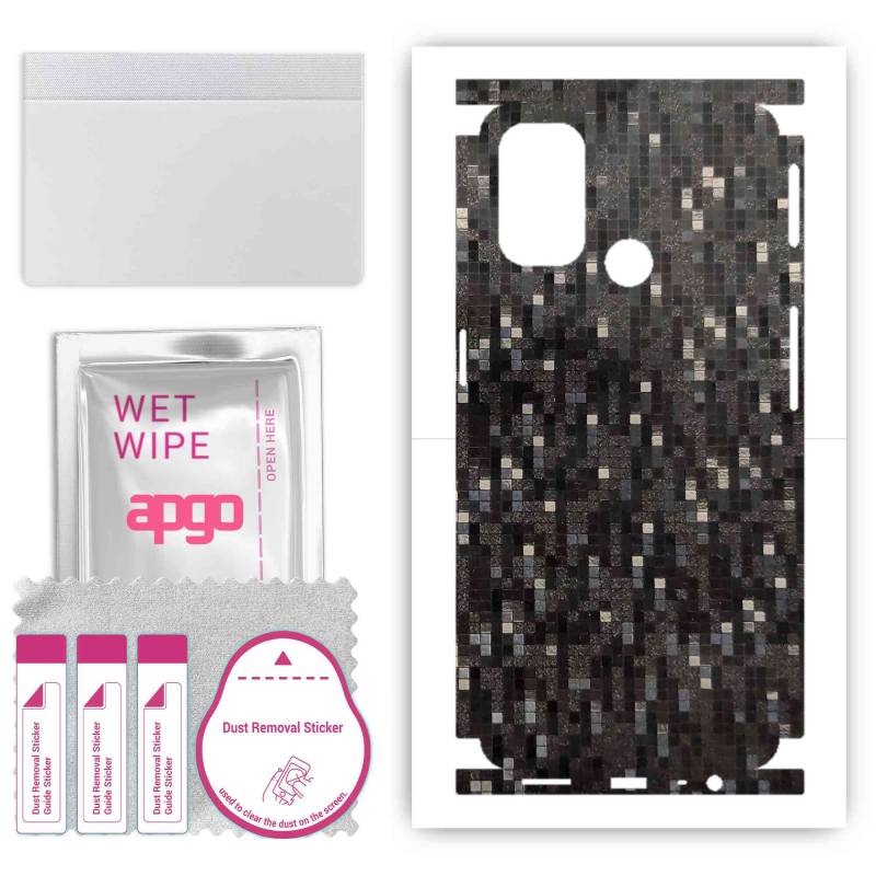 apgo Protective Skin Sticker for the back+sides compatible with Oppo A53, Full Wrap Film, Foil, Vinyl - Pattern Carbon Black Pixel von Joom DACH