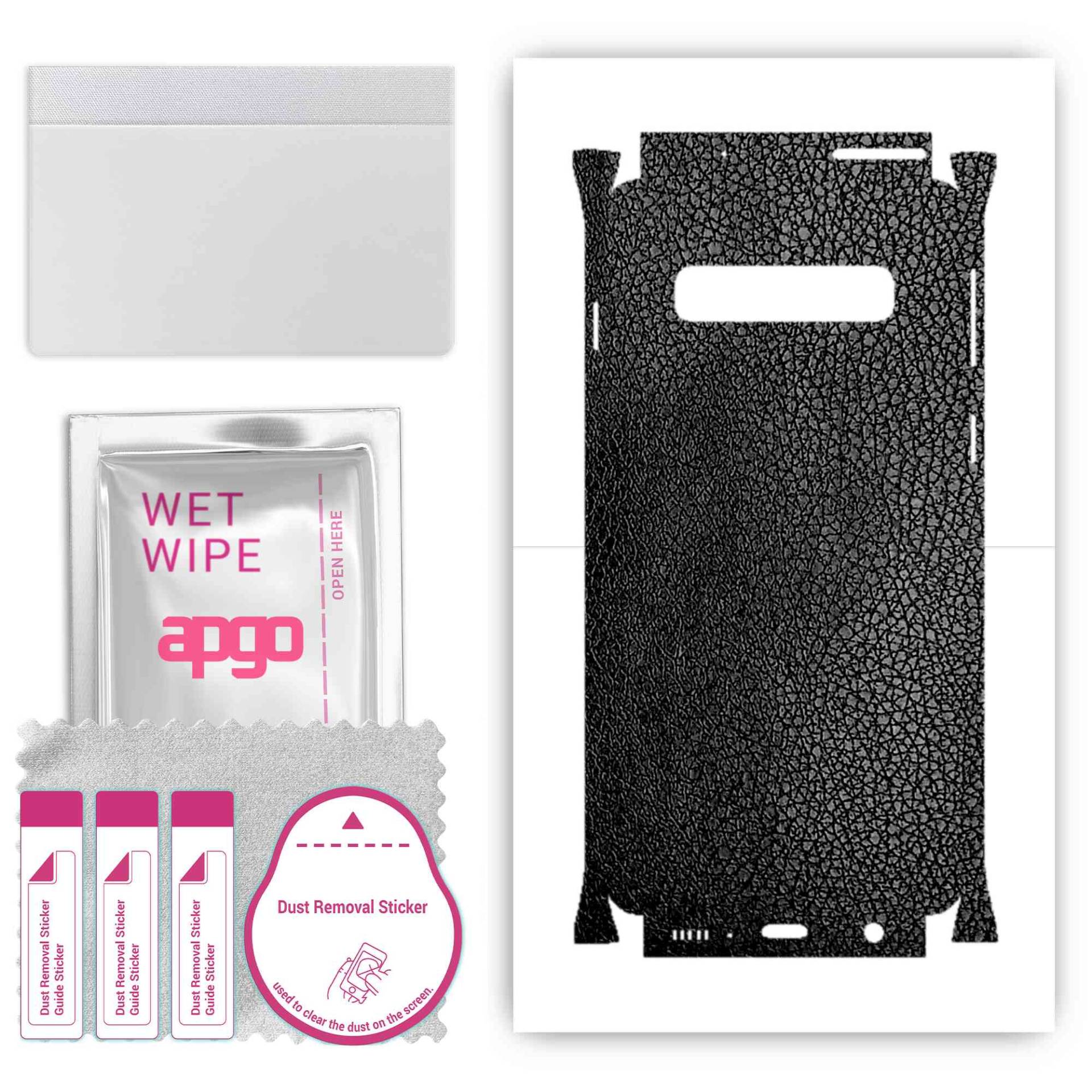 apgo Protective Skin Sticker for the back+sides compatible with Samsung Galaxy S10, Full Wrap Film, Foil, Vinyl - Pattern Black Leather von Joom DACH