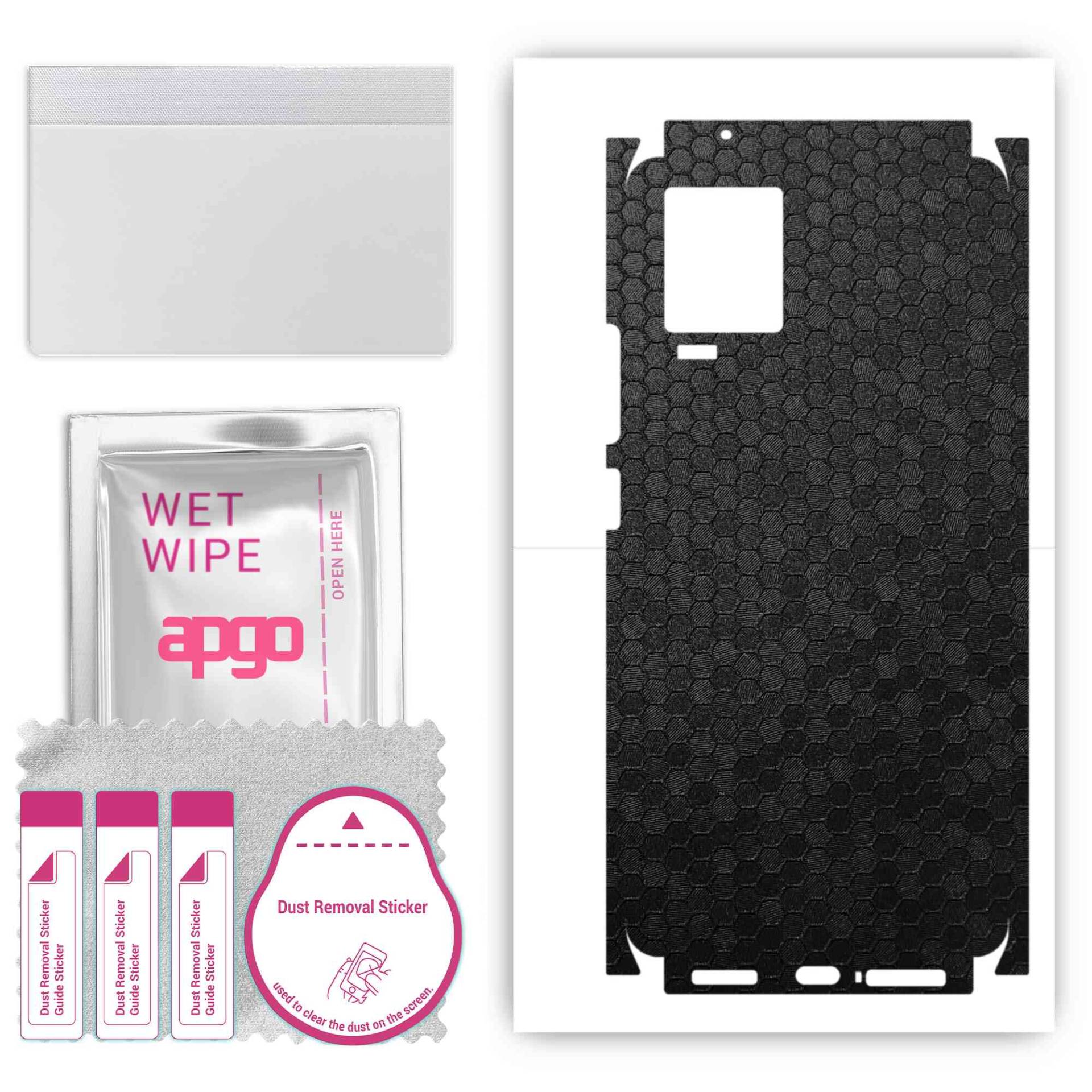 apgo Protective Skin Sticker for the back+sides compatible with Vivo IQOO 7, Full Wrap Film, Foil, Vinyl - Pattern Black Honeycomb von Joom DACH