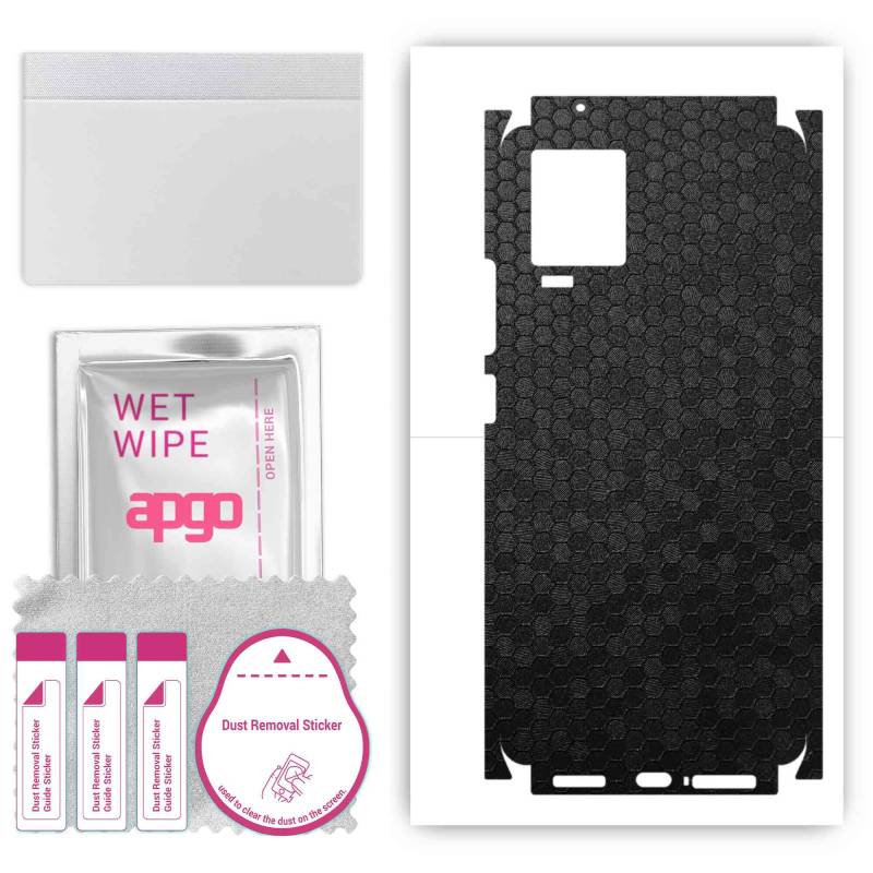 apgo Protective Skin Sticker for the back+sides compatible with Vivo IQOO 7, Full Wrap Film, Foil, Vinyl - Pattern Black Honeycomb von Joom DACH