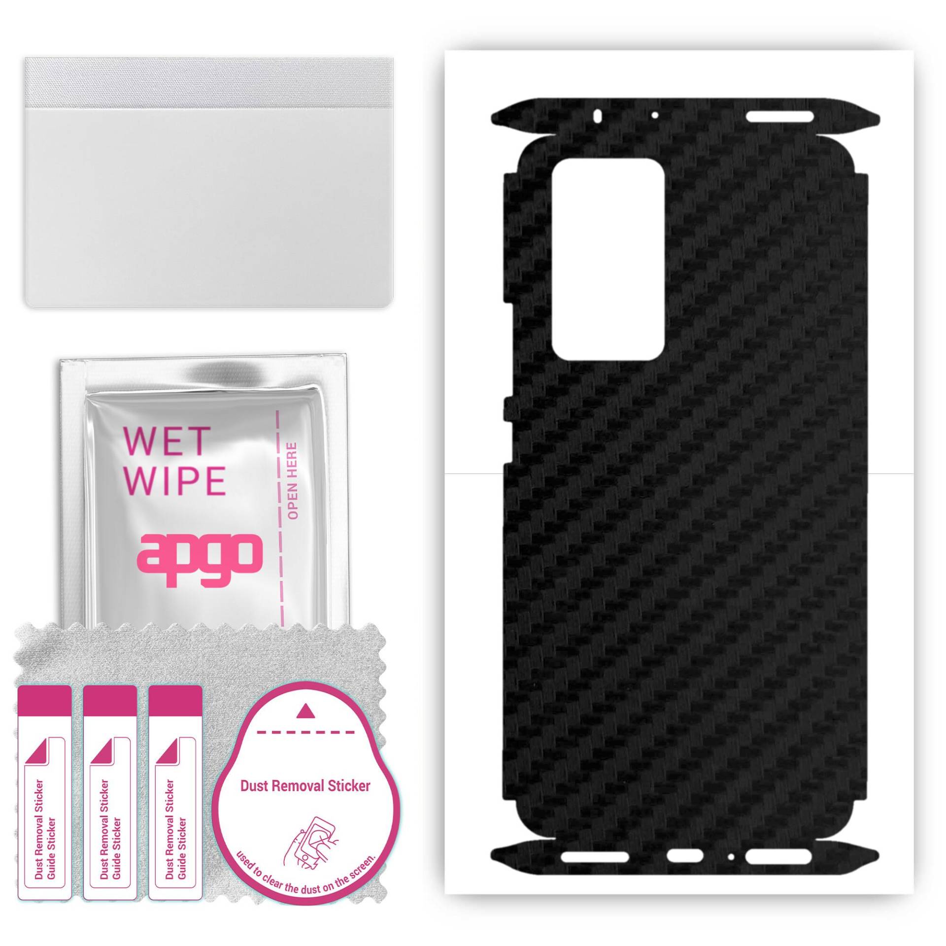 apgo Protective Skin Sticker for the back+sides compatible with Xiaomi 12 Pro, Full Wrap Film, Foil, Vinyl - Pattern Carbon Black von Joom DACH