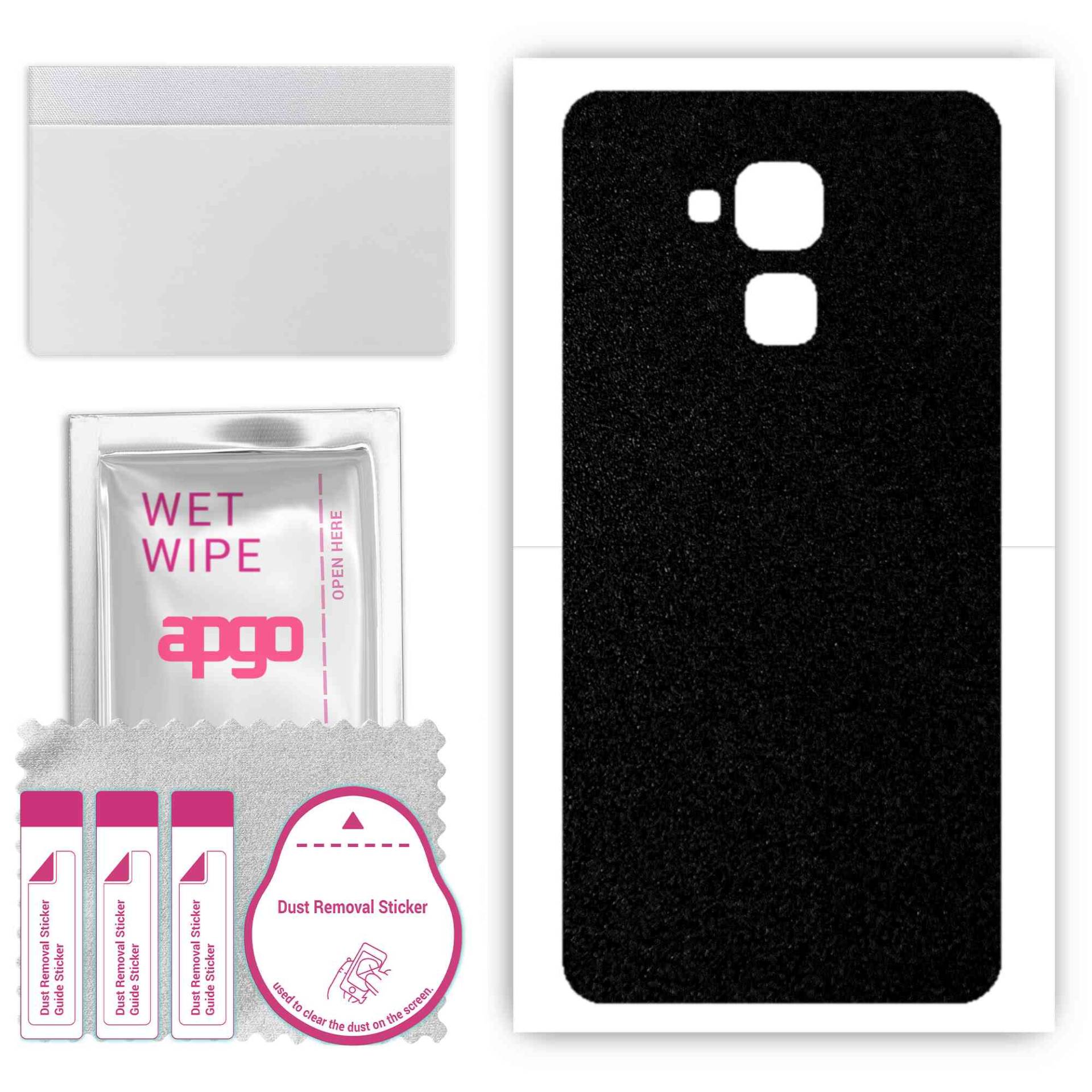 apgo Protective Skin Sticker for the back compatible with Honor 5c Honor 7 Lite  , Wrap Film, Foil, Vinyl - Pattern Matte Black von Joom DACH