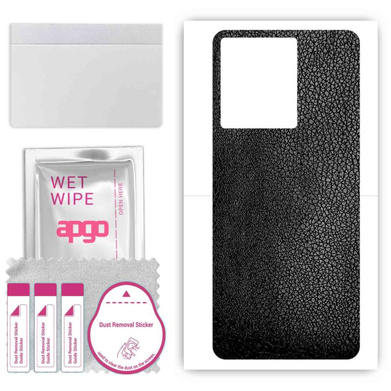 apgo Protective Skin Sticker for the back compatible with Infinix Zero Ultra 5G, Wrap Film, Foil, Vinyl - Pattern Black Leather von Joom DACH