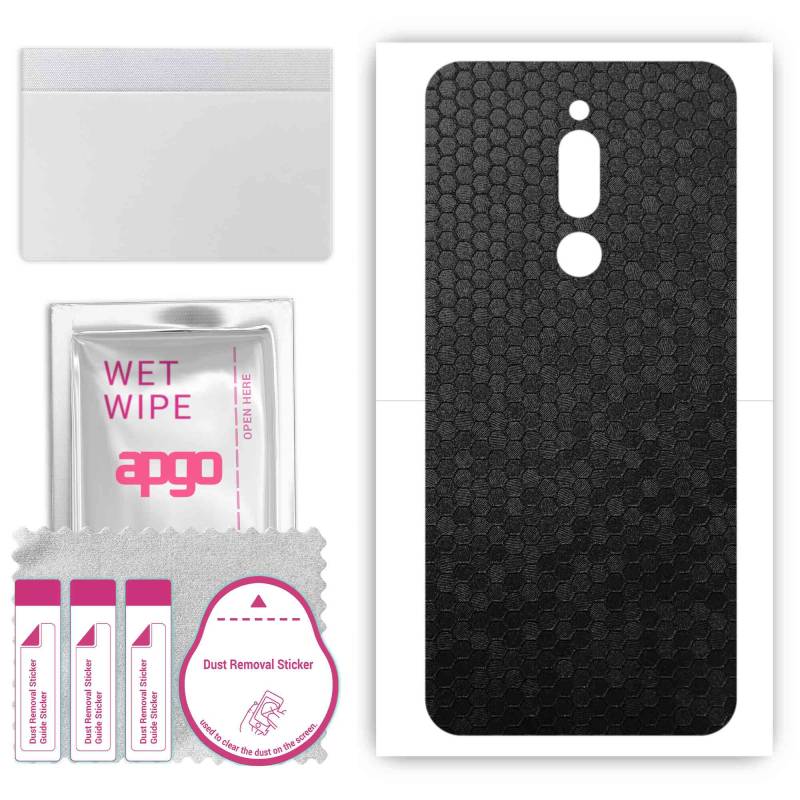 apgo Skin Schutzfolie für die Rückseite kompatibel mit Meizu M6T, Wrap Folie, Vinyl - Muster Schwarze Wabe von Joom DACH