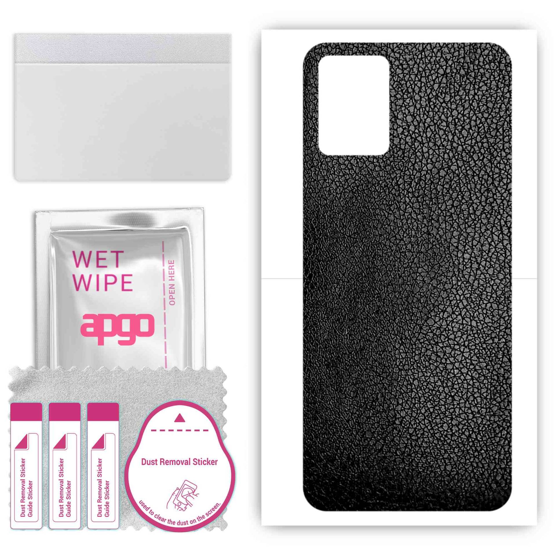 apgo Protective Skin Sticker for the back compatible with Motorola Edge 30 Neo, Wrap Film, Foil, Vinyl - Pattern Black Leather von Joom DACH
