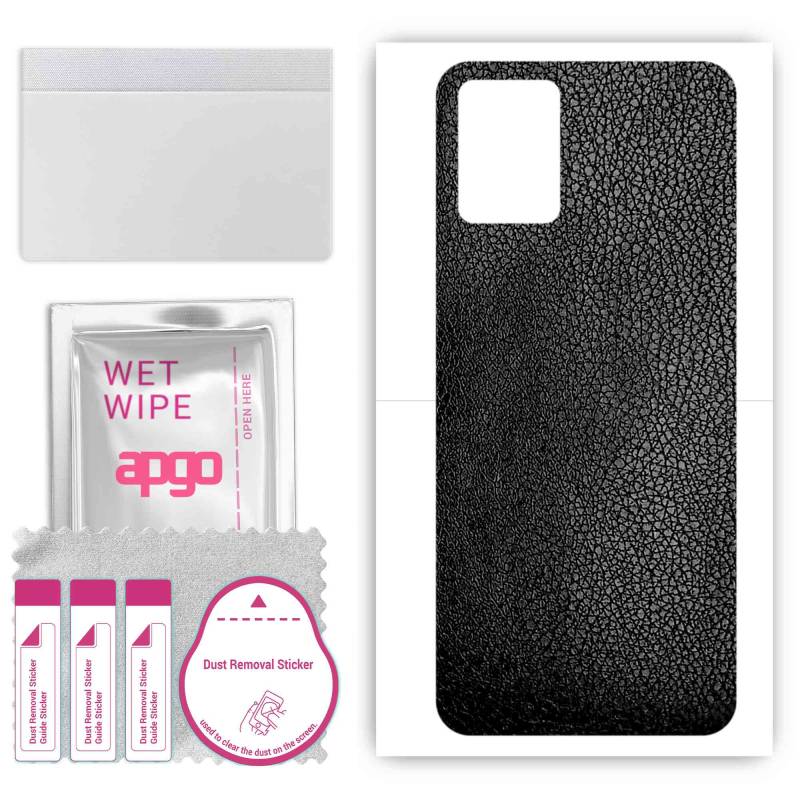 apgo Protective Skin Sticker for the back compatible with Motorola Edge 30 Neo, Wrap Film, Foil, Vinyl - Pattern Black Leather von Joom DACH